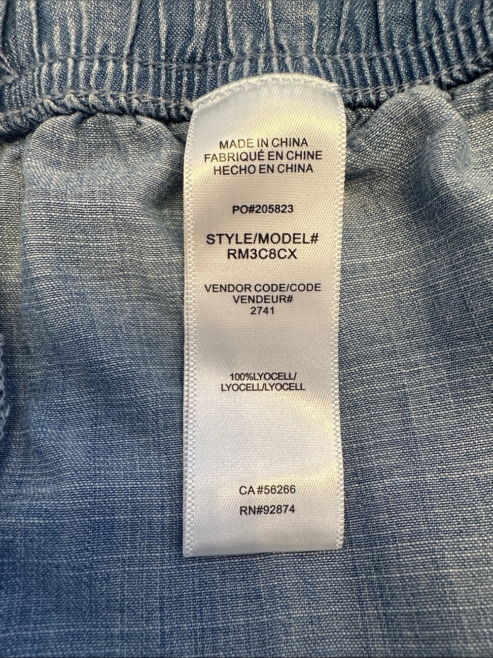 Splendid Chambray Lyocell Light Blue Wide-Leg Denim Pants with Elastic Waist - Picture 4 of 6